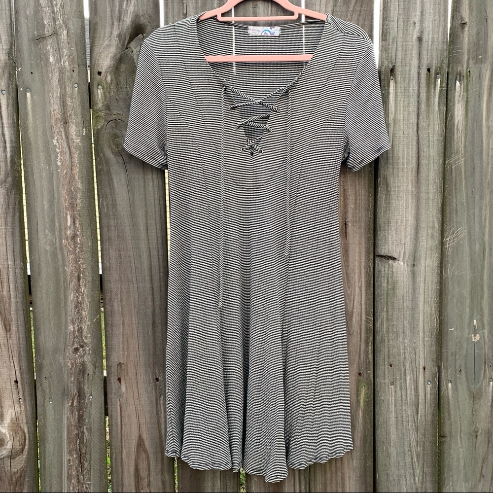 Short Sleeve Cotton B/W Sundress